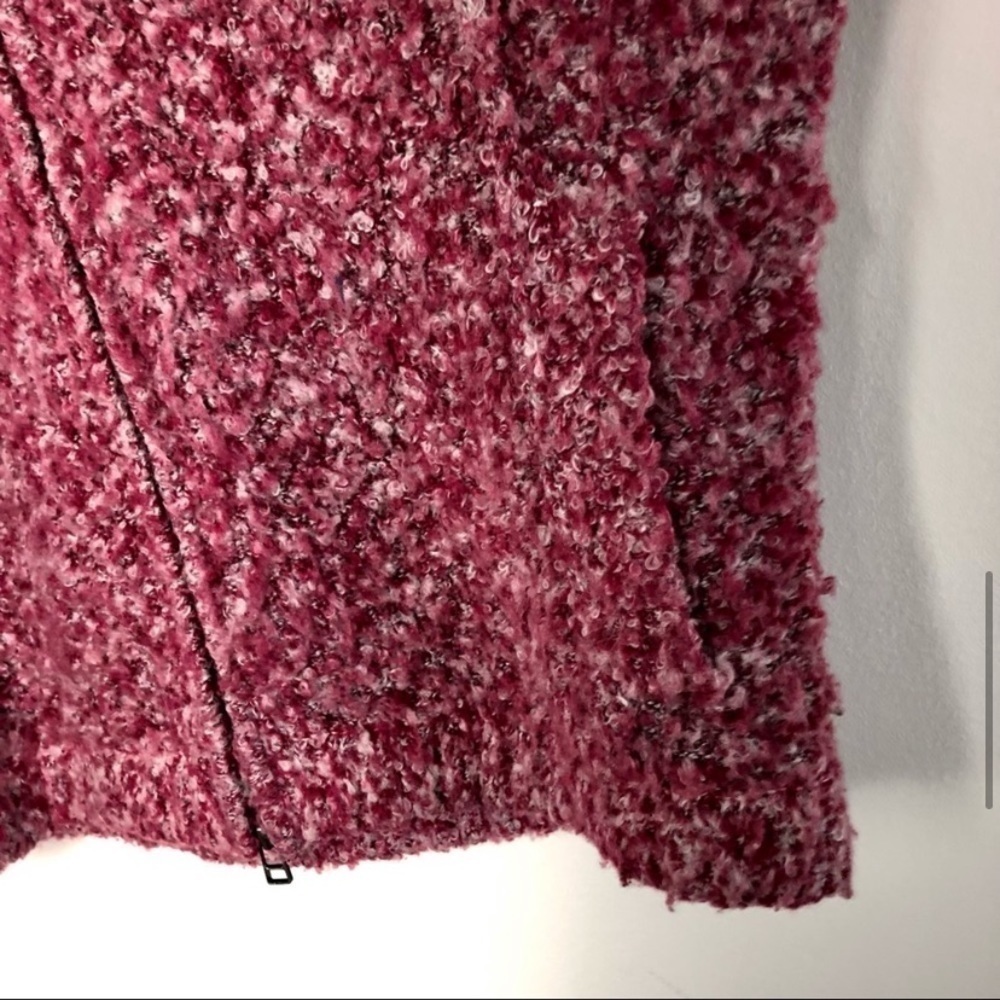 𝅺unique Mohair Knit Short Sleeve Zip Up Stretch Baggy Sweater Cardigan Coat - Picture 11 of 13